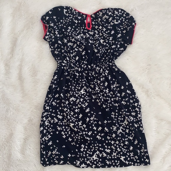 Kids size 8-10 dress black with white butterflies - Picture 2 of 3